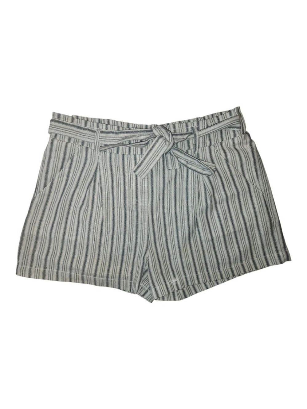 Ci Sono Striped Elastic Waist Shorts Juniors L White Gray - Picture 2 of 11